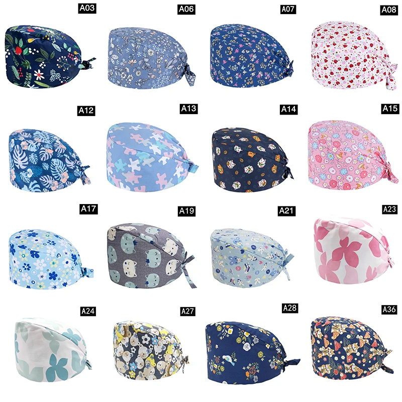 Multicolore Del Fumetto di Stampa Cappelli Regolabile Cap Scrub Salone di Bellezza di Cura di Laboratorio Pet Negozio di Moda Cappelli Macchia