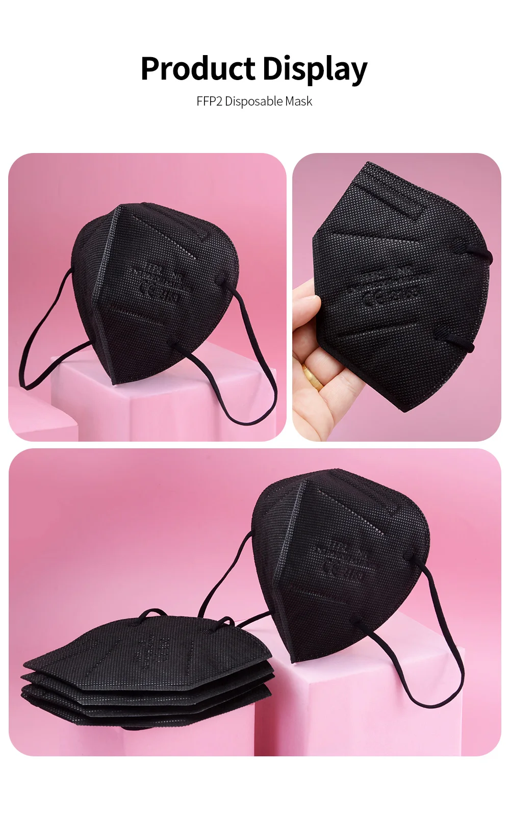 10pcs FFP2 Mask CE Approve KN95 Masks Melt-blown 95% Filtering Adult Multi-colors Black Pink Blue Bag Pack FFP2 NR EU
