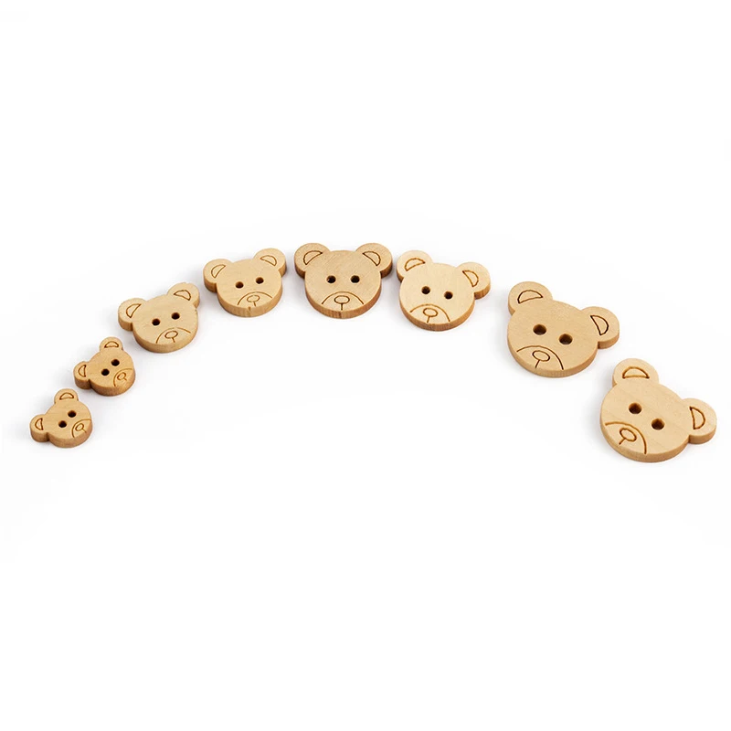 DIY Decorative Bear Wooden Buttons Natural Teddy Bear  2Holes Wood Sewing accessories  Buttons for clothing Children for Charms