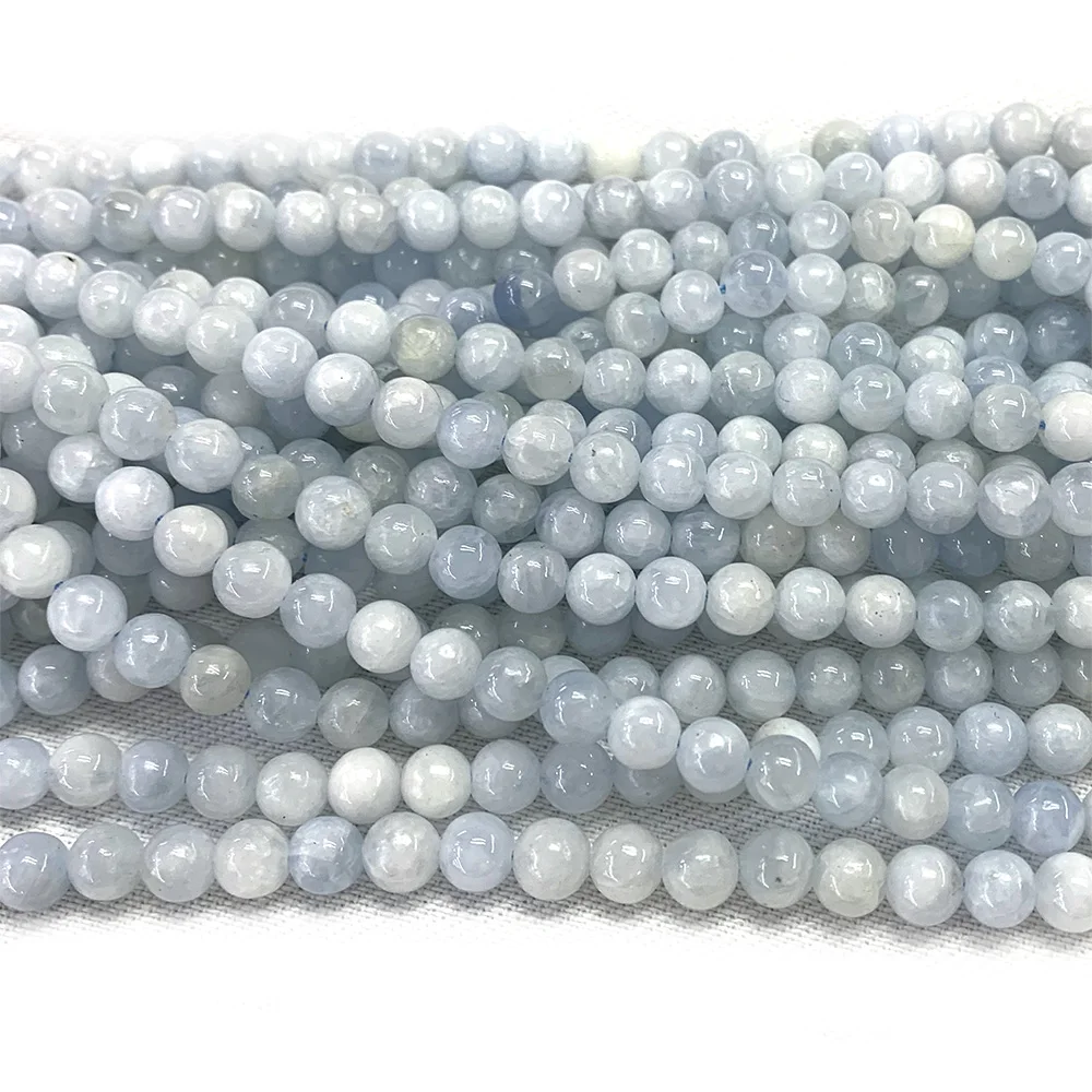Veemake Natural Blue Angelite Anhydrite Celestite Celestine Round Loose Beads 6mm 8mm 10mm 12mm