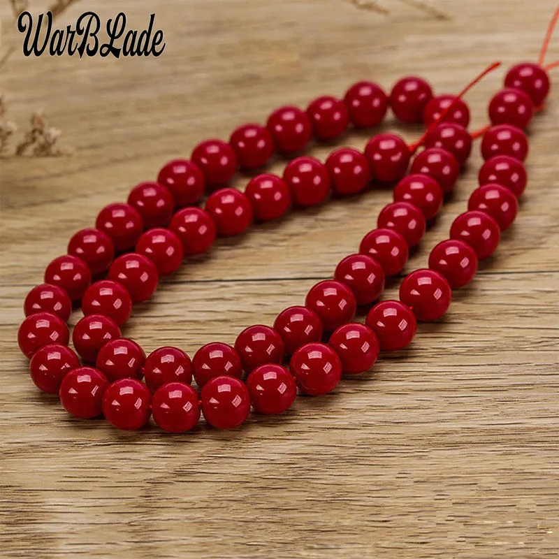 WarBLade Natural Stone Round Dark Red Coral Beads Loose Beads 4mm 6mm 8mm 10mm For DIY Bracelet Necklace Jewelry Making Findings