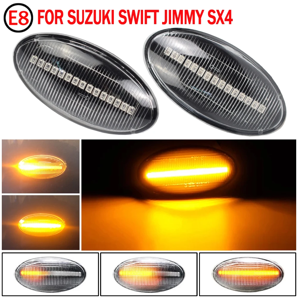 2pcs Led Dynamic Side Marker Turn Signal Light Sequential Blinker Light Amber Indicator For Suzuki Swift Jimmy Vitara SX4 Alto