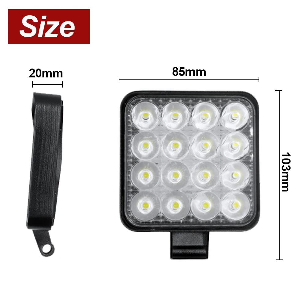 2/4/6 Pcs Mini Led Work Light Bar Square Spotlight 4Inch 48W Work Light Headlight For Truck Off Road Night Driving Light For SUV