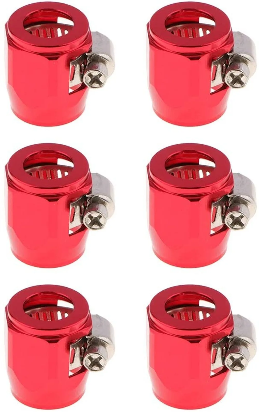 6 Set Aluminum Car AN8 Hose End Finisher Fuel Oil Water Line Clip Clamp Red