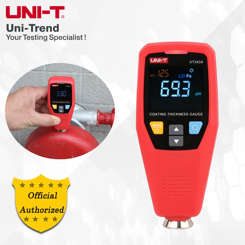 

UNI-T UT343A Coating Thickness Gauge Iron/non-ferrous substrate measurement composite coating thickness gauge paint film gauge