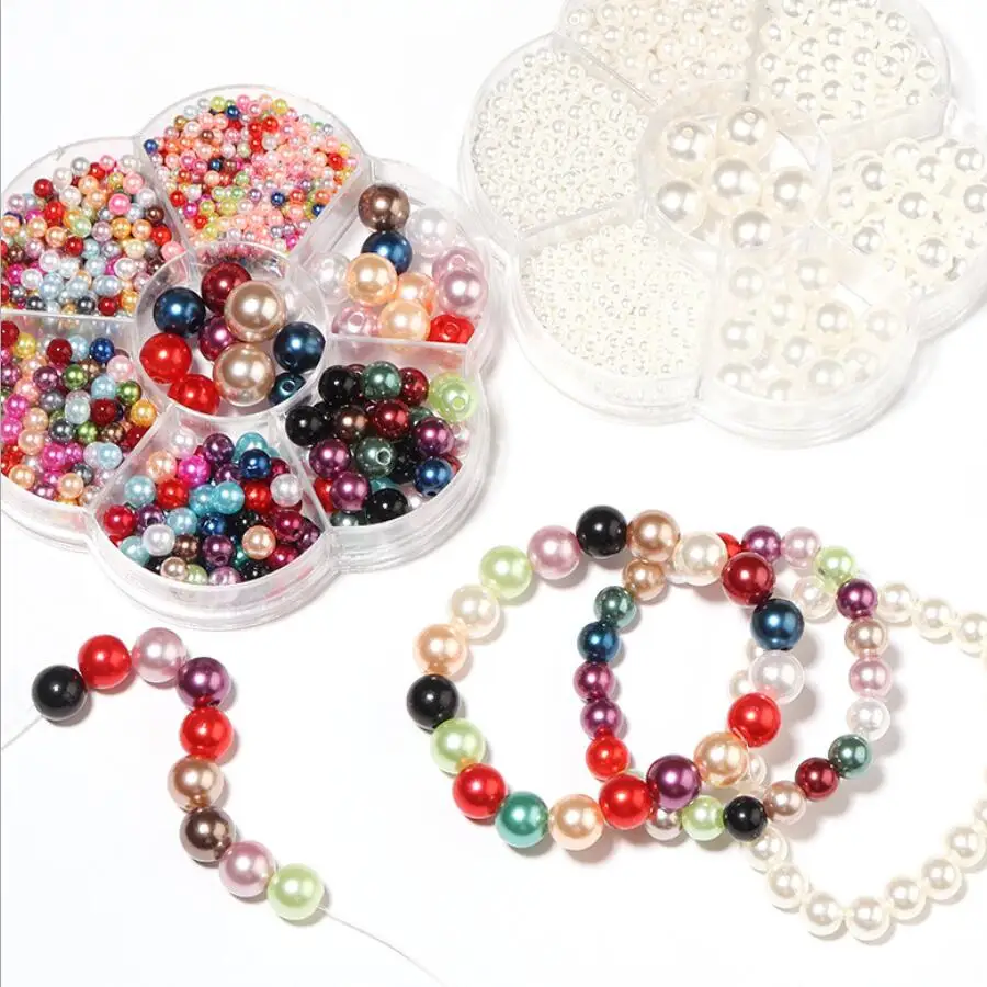 1150pcs 3/4/5/6/8/10/12mm Perlen mit Loch perlen runde Acryl imitation runde Perle DIY für Schmuck herstellung Handwerk