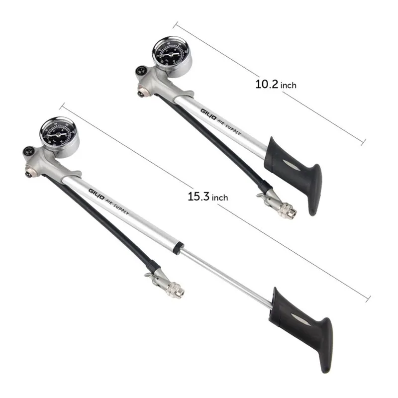 GIYO GS-02D High-pressure Air Shock Pump For Fork Rear Suspension Cycling Mini Hose Air Inflator Schrader Bicycle Fork 179mm