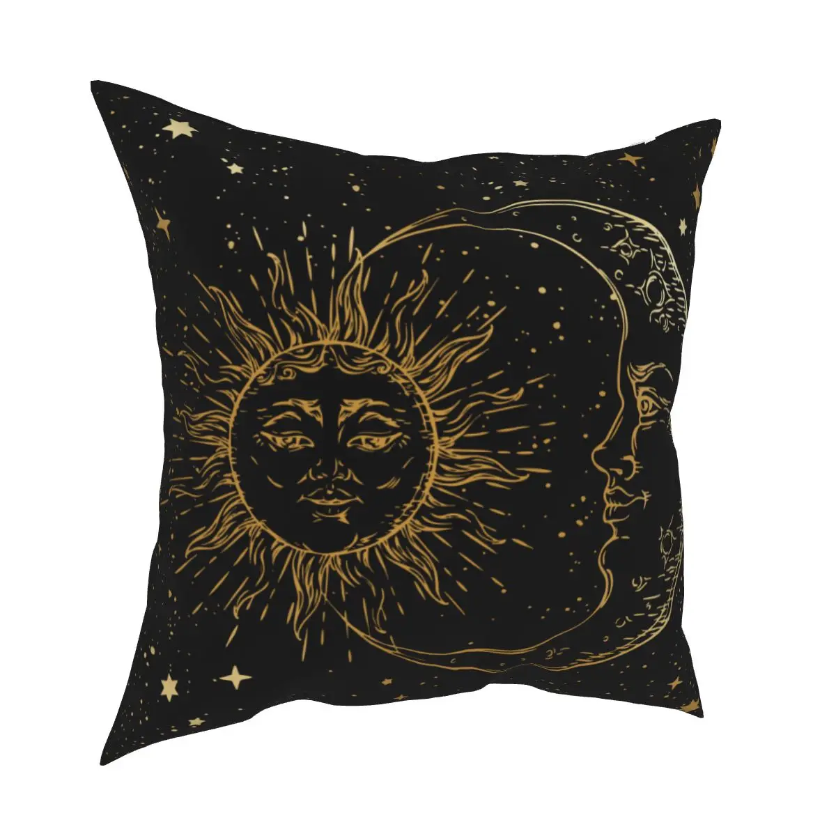 Sun And Moon Vintage Black Pillow Covers Room Gold Stars Zodiac Tarot Cushion Case Cute Home Decoration Pillowcase 40*40cm