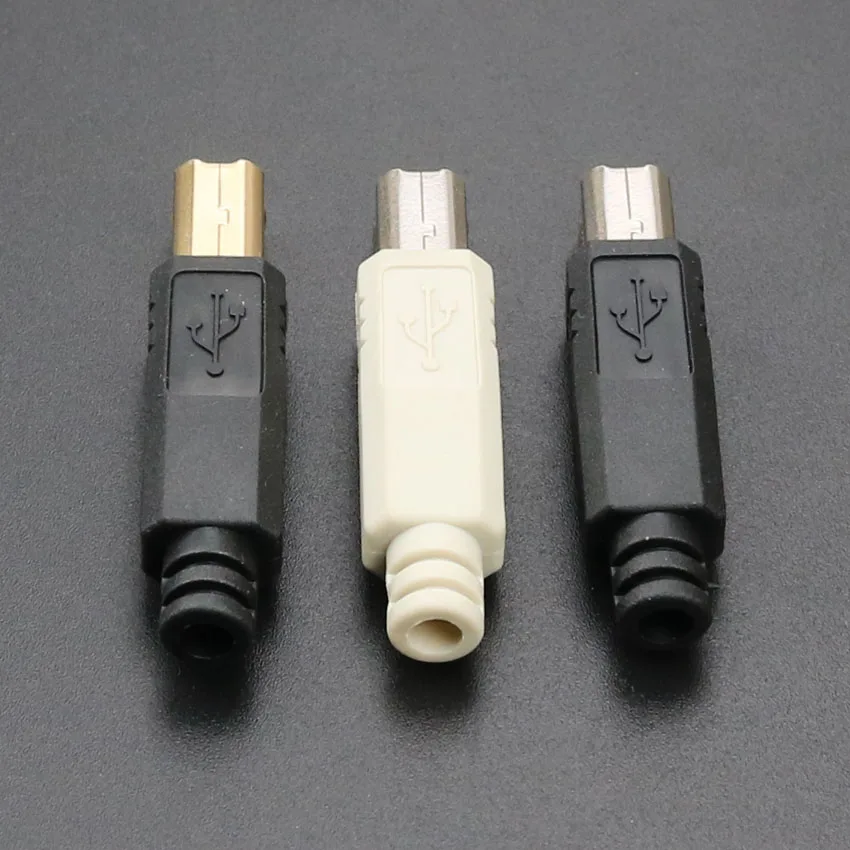 Chenghaoran Diy Usb 2.0 Type B Mannelijke Vier Stuk Diy Usb Connector Solderen Printer Staart Opladen Usb Jack Black plastic Shell