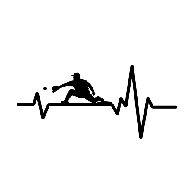 

16.5*7.6CM Coolest Heart Beat Line BASEBALL Car Stickers Decor
