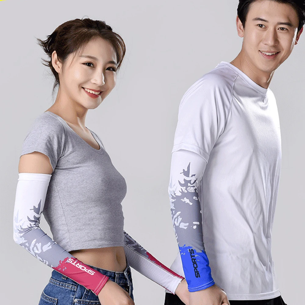 2PCS Cycling Cooling Arm Sleeves Unisex Sports Sunshade Arm Sleeve Sun UV Protection Hand Cover Running Fishing Accessory