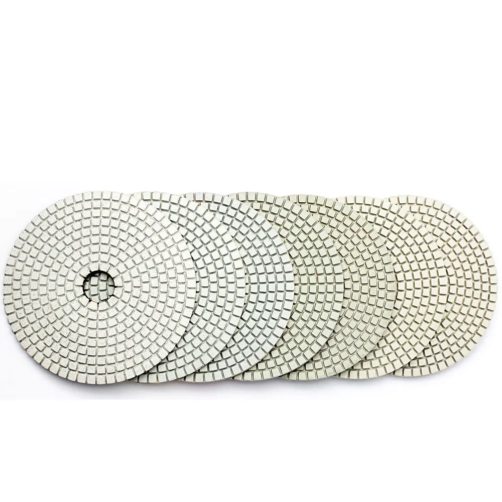 

7pcs 5 Inch Diamond Polishing Pad White Flexible Diamond Wet Polishing Pad Stone Concrete Polish Pack Mix Grit Grinding Disc