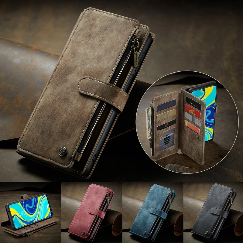 For Xiaomi Redmi Note 10 9S 10S 10 Pro Max Case Luxury Zipper Wallet PU Leather Phone Cover For Redmi Note9 Note10 Pro Max Coque