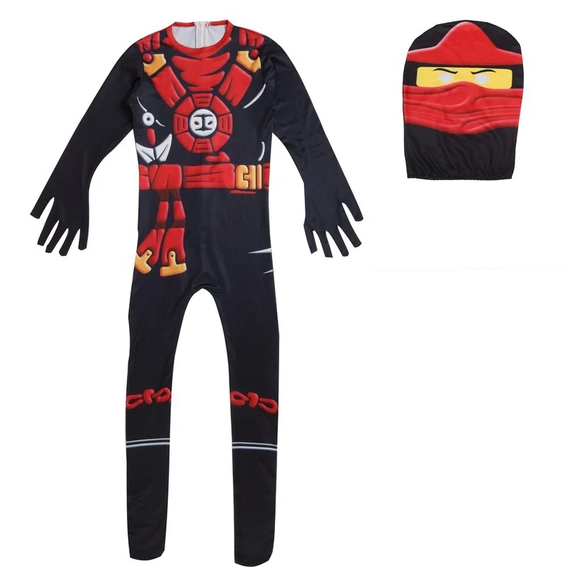 Boy Costume Ninja Kids Fancy Party Dress Up Halloween Costume for Kids Ninja Cosplay Superhero Jumpsuit Set