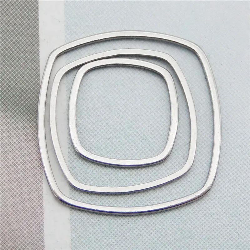 Julie Wang 12PCS Hollow Arc Square Charms Stainless Steel Geometric Pendants Bracelet Jewelry Making Accessory