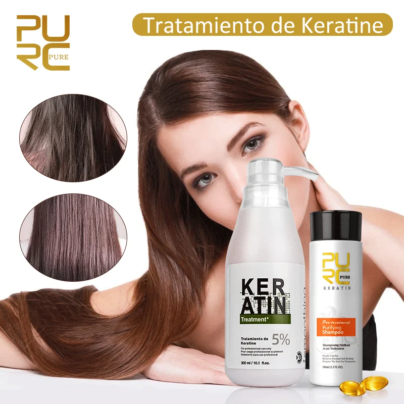 

PURC Keratin Hair Treatment Straightening Smoothing Purifying Shampoo Set Repair Damaged Hair Hair Care