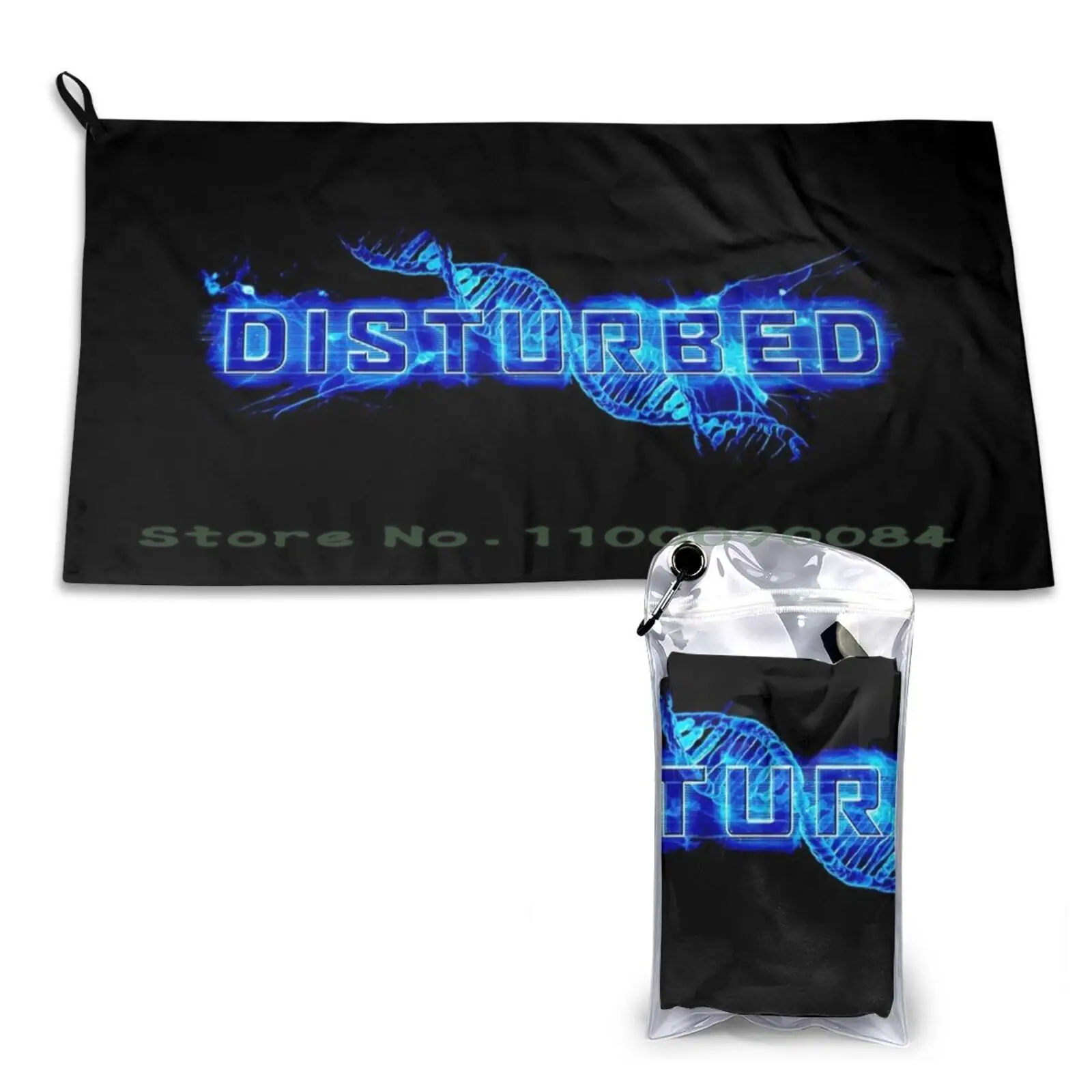 Blue Disturbed Quick Dry Towel Gym Sports Bath Portable Best Selling Logo Disturbed Band Music Soft Sweat-Absorbent Fast Drying