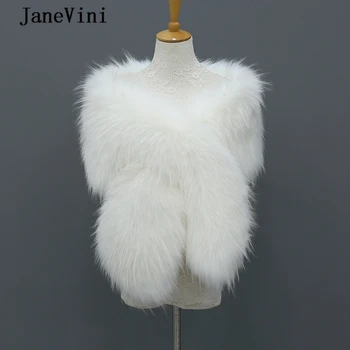 Janevini 2020 elegante feminino xales capa de casamento braut bolero inverno nupcial branco envolve pele do falso encolher de ombros quente jaqueta de casamento capa
