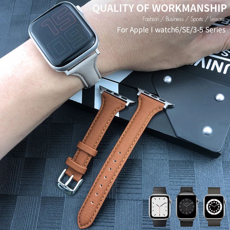 

High Quality Plaid Genuine Leather Watchband for 42mm 44mm 38mm 40mm Apple Watch 6 5 4 3 2 Iwatch Band SE Series New Bracelets