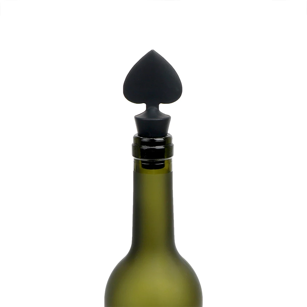 Wine Bottle Sealer Cap 1PC Love Heart Design Silicone Poker Shaped Wine Stoppers Leak Free Wine Beer Bottle Cork Stopper Plug