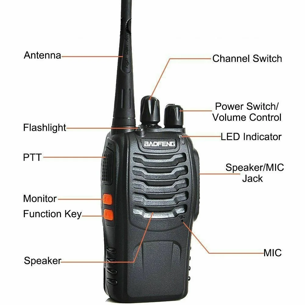 2023 originale 5/12W 2/4 pz Baofeng BF-888S Walkie Talkie UHF 400-470MHz BF 888S economici radio prosciutto bidirezionale ricetrasmettitore spina USB