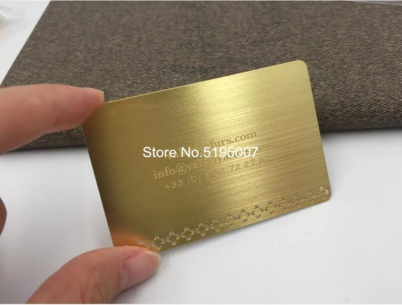 Free samples stainless steel cheap custom gold brushed metal visiting cards name id metal business card