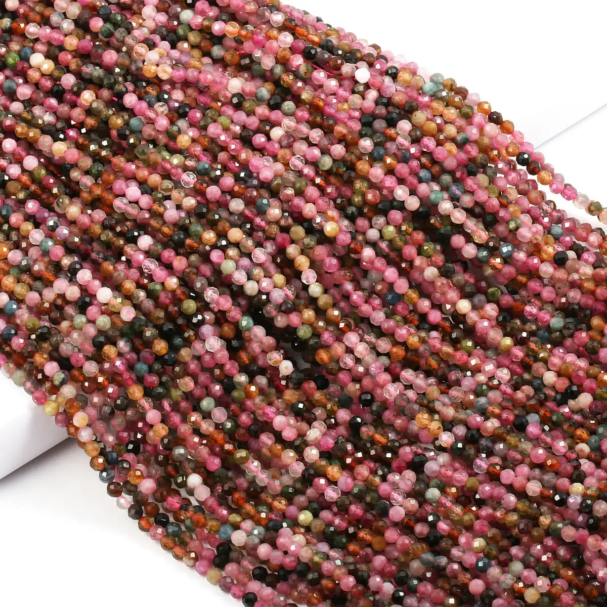 Natural Stone Tourmaline Beads 2 3mmSmall Micro Faceted Loose Beads For Jewelry Making DIY Bracelet Necklace Accessories 15''