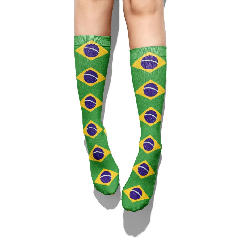 Fashion Flag Spain Brazil USA 3D Printed Socks For Men Women Casual High Quality Cotton Kawaii Socks Street Skateboard Socks