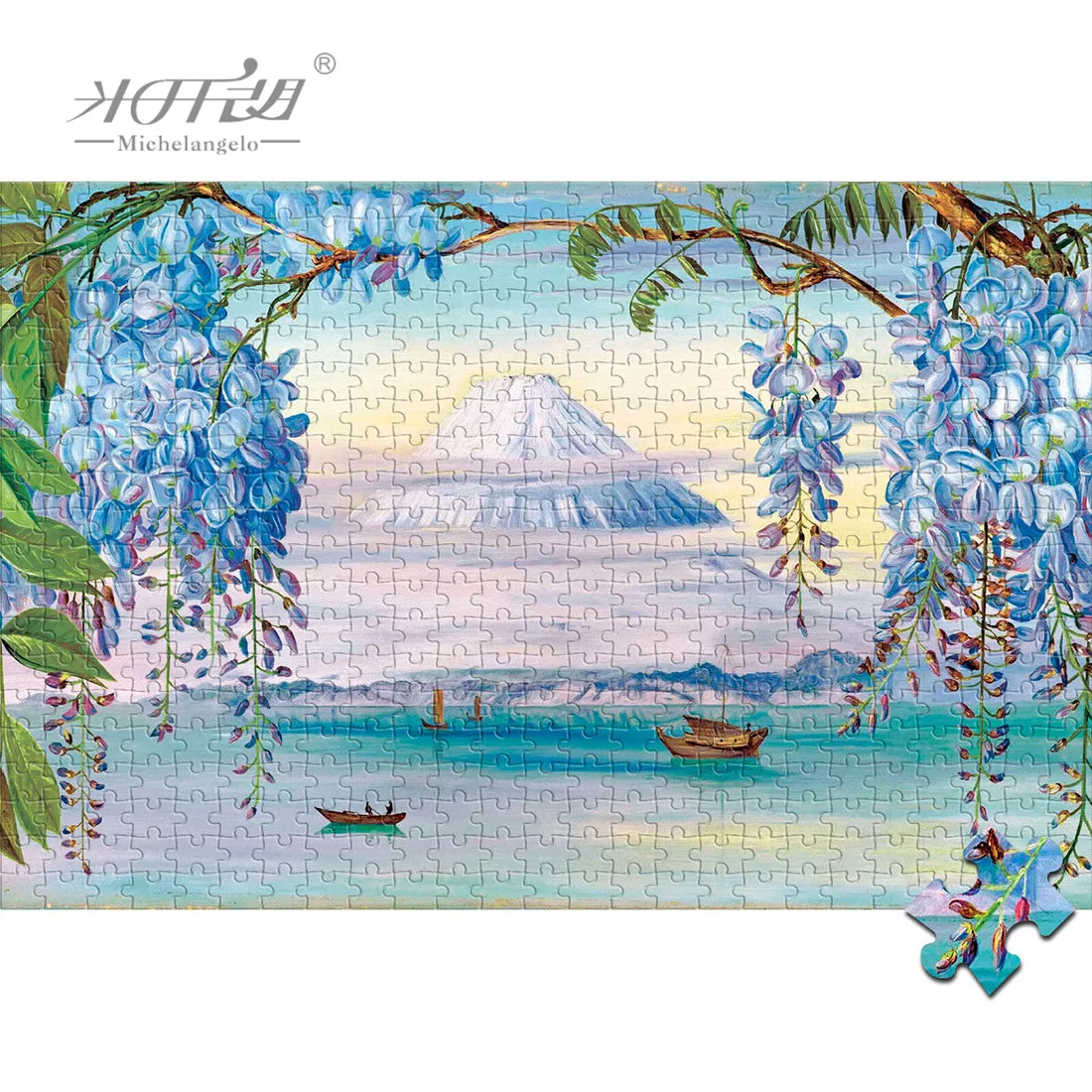 

Michelangelo Wooden Jigsaw Puzzles 500 1000 Piece Mount Fuji Wisteria Flower Landscape Educational Toy Decorative Painting Decor