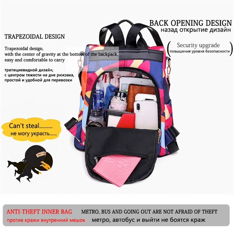 Summer 2023 Multifunctional Anti-theft Backpacks Oxford Cloth Shoulder Bags for Teenagers Girls Large Capacity Travel School Bag