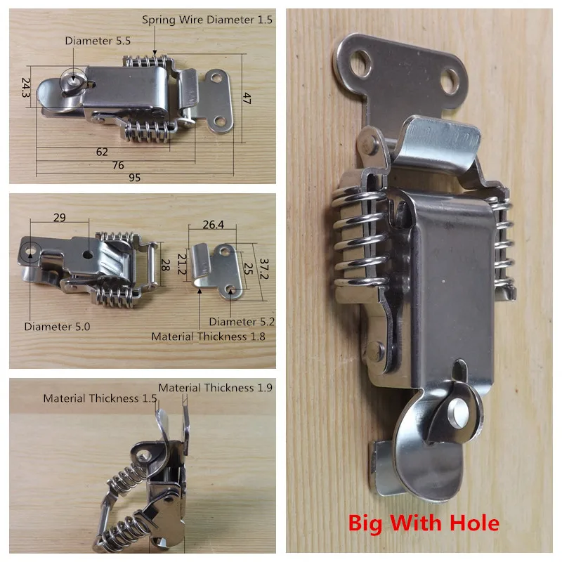 1pcs Iron Plated Nickel Spring Loaded Suitcase Chest Tool Box Locking Toggle Latch Hasp  Fastener Hardware Accessories