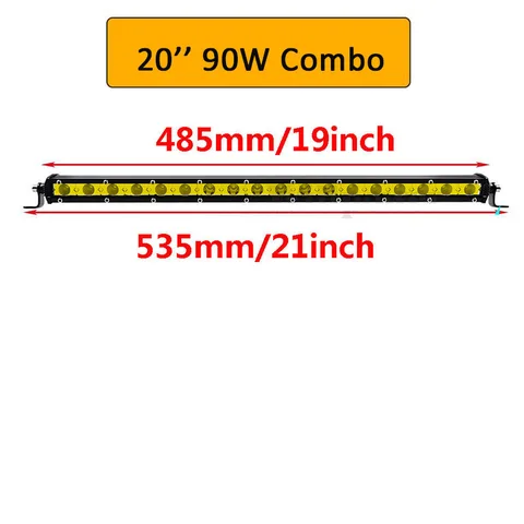 Auxtings 7 "13" 20 ''25'' 32 ''38'' Супер Мини Тонкий Однорядный желтый светодиодный светильник рабочее освещение для внедорожника 12 В 24 В