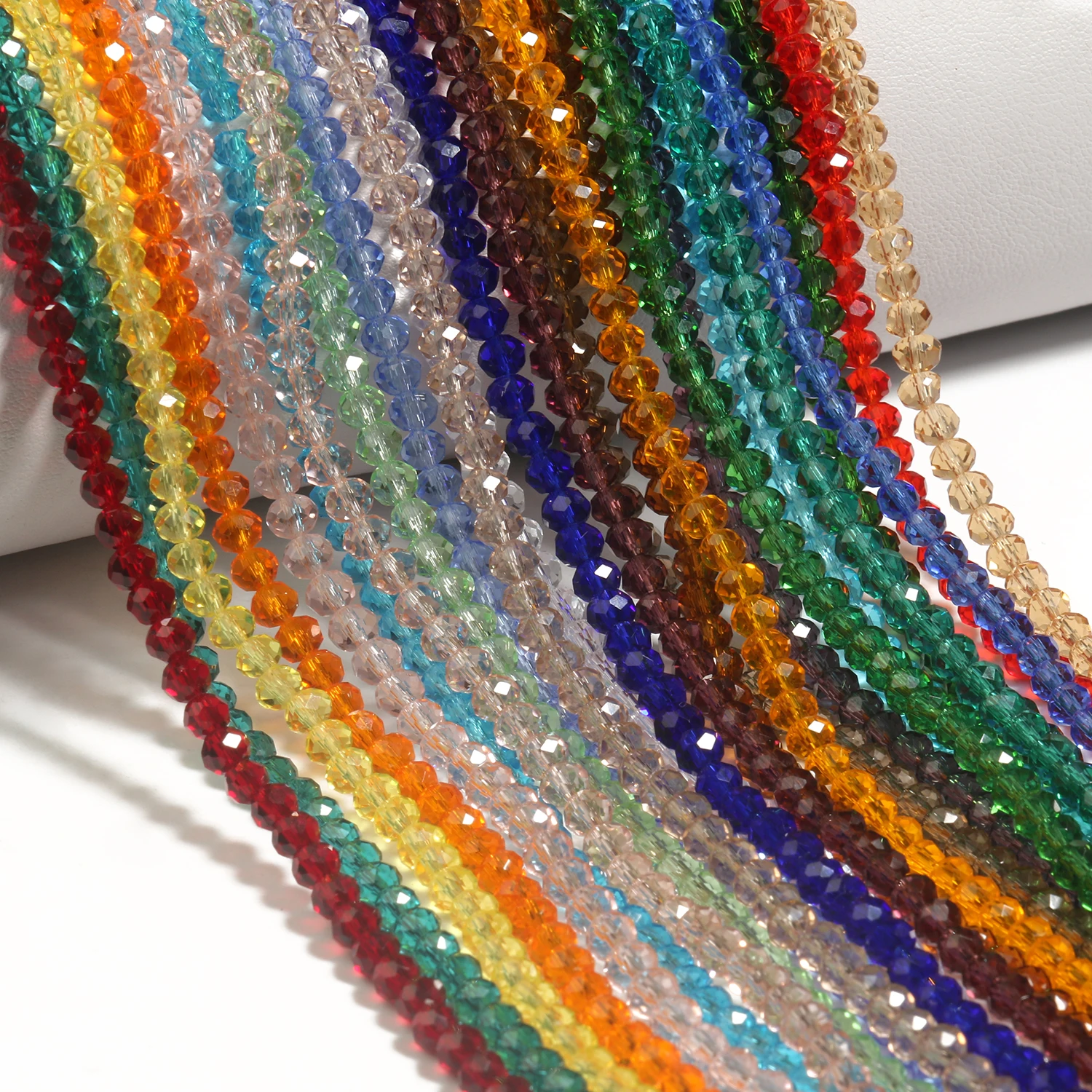 2mm/3mm/4mm Mixed Color Clear Crystal Rondel Beads Faceted Glass Spacer Beads For Jewelry Making DIY Bracelet Necklace Supplies