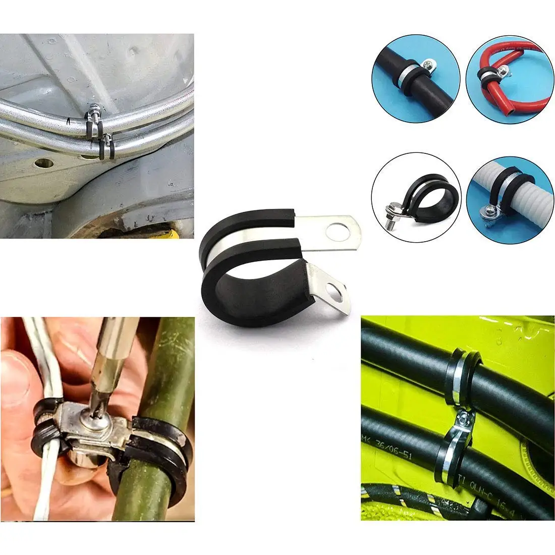 Kabel Klem, 52Pcs Rubber Kussen Geïsoleerde Klem. Rvs Metalen Klem (Assortiment Kit 3)