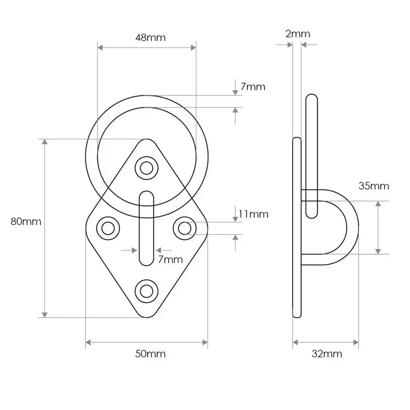 80Mmx50Mm Mounting Hook For Wall Or Ceiling With Round Ring Stainless Steel - Bracket / Attachment For Sling Trainer, Hammock, A