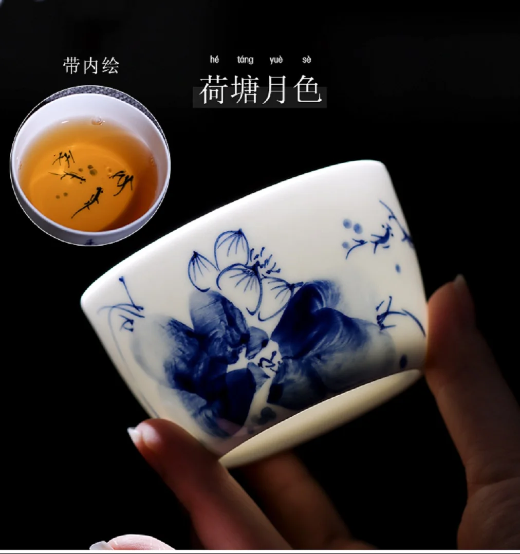 

Jingdezhen-Hand-painted Kungfu Tea Set, Master Cup, Single Small Tea Bowl, Ceramic, Jingdezhen