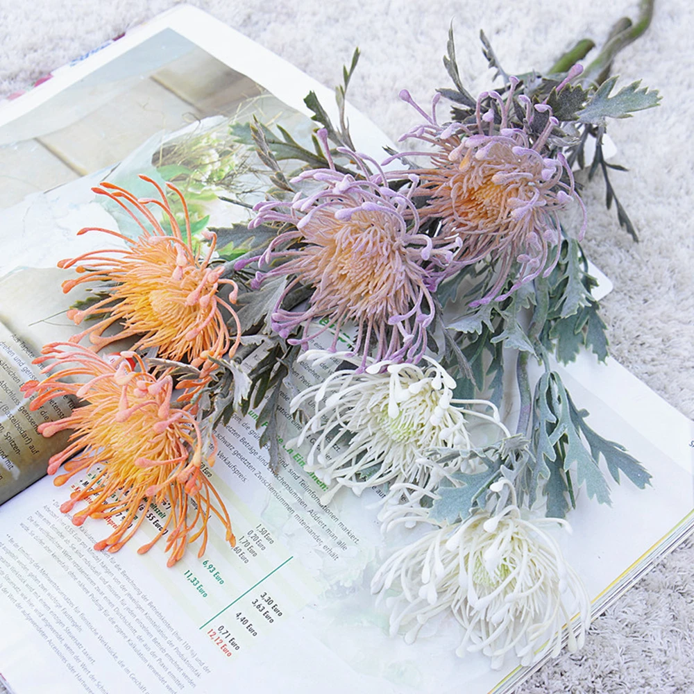 Artificial Flowers Short Branch Crab Claw 2 Fork Pincushion Christmas Garland Vase for Home Wedding Decoration Fake Planting