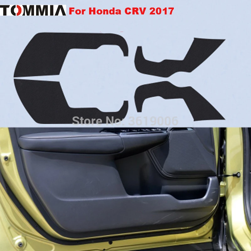 TOMMIA For Honda CRV 2017 Car Inside Door Cover Scratch Protection Anti Kick Pads Carbon Fiber Stickers 4pcs