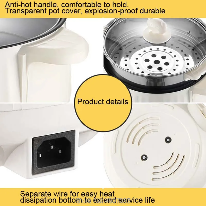 หม้อตุ๋นไฟฟ้าอเนกประสงค์220โวลต์, หม้อหม้ออาหารร้อนสำหรับเคี่ยวบะหมี่ไข่หม้อนึ่งซุปไข่หม้อหุงข้าวใช้ในบ้านหอพัก