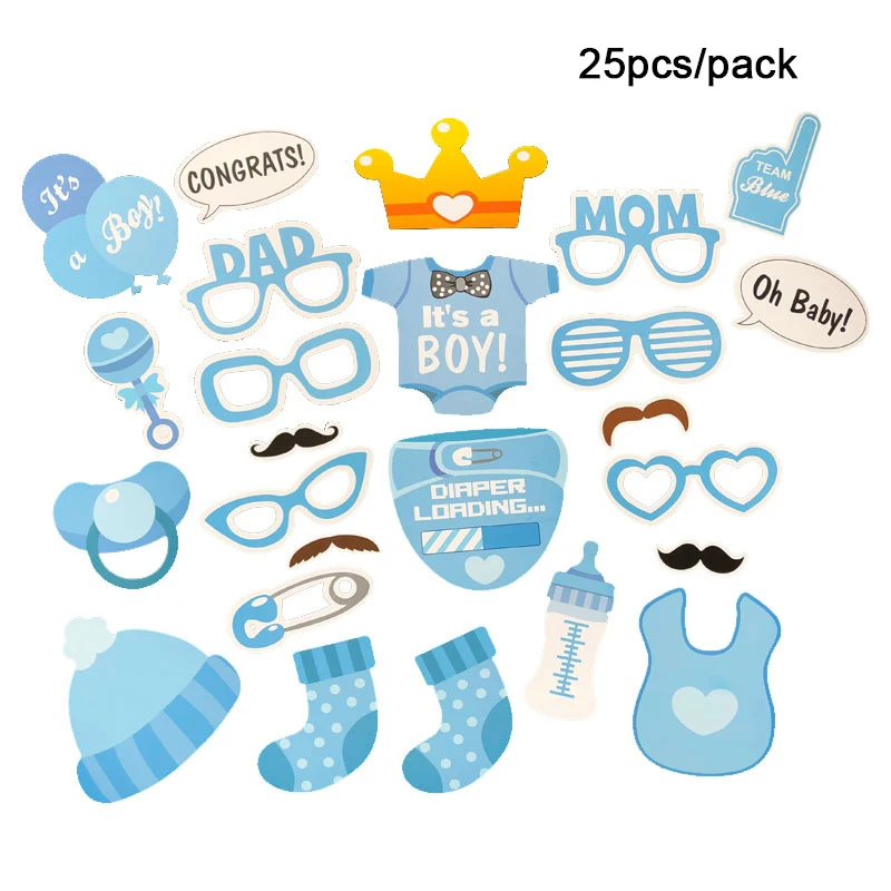 Baby Photo Booth Props for Photography Gender Reveal Party Boy or Girl Shower Birthday Party Supplies Babyshower Girl/boy