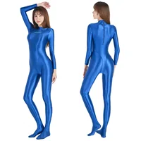 AMORESY Sexy Shiny Long Sleeve Full Length Oil Tights Smooth Running Overalls Yoga Zentai Casual Sport Suits Jumpsuits Catsuits - Image 3