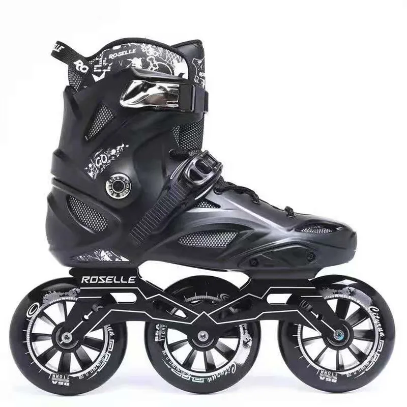 

ROSELLE RX6 3-Wheels 110mm Speed Skates Shoes for Asphalt Road Concrete Ground Inline Race Skating 85A Adults Roll ABEC7 3X110mm