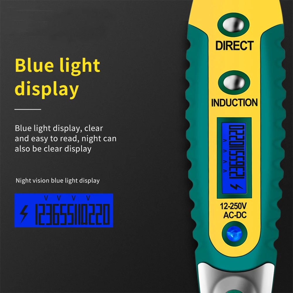 มัลติมิเตอร์ดิจิตอลดินสอทดสอบ12-250V ไขควงไฟฟ้าจอแสดงผล LCD เครื่องตรวจจับแรงดันไฟฟ้าปากกาทดสอบเครื่องมือช่างไฟฟ้าเครื่องมือ