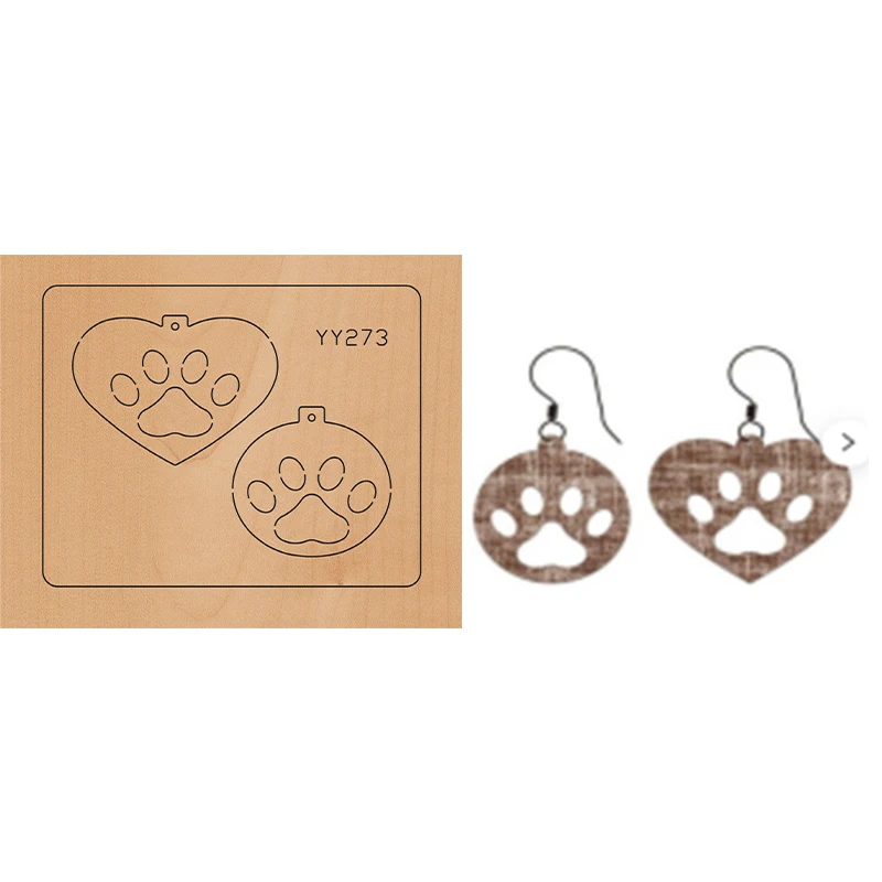 

Wood Mold Earrings Cut Mold Earring Wood Mold Cute Dog Paw EarringsYY273 Is Compatible with Most Manual Die Cut