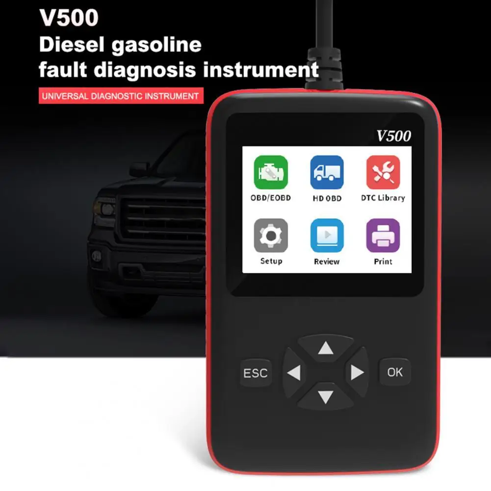 V500 Diagnostic Scanner Fault Query Plug Play Black Fast Detection OBD Truck Code Reader for Car