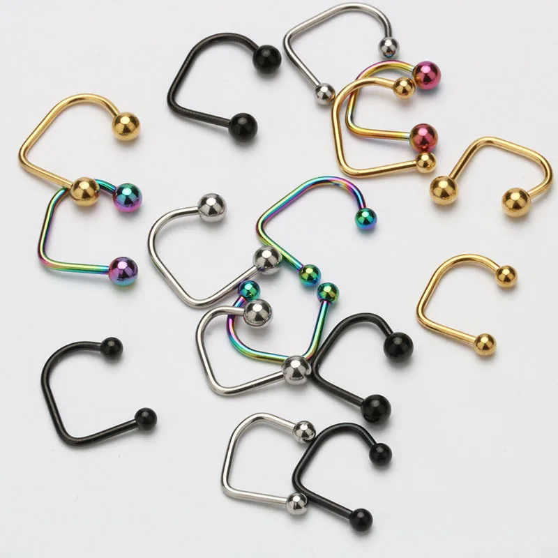 Hot Wholesale 1pcs Rainbow 16G Cool Punk Stainless Steel Ball Top Lippy Loop Lip Monroe Labret Ring Jewelry Body Piercing