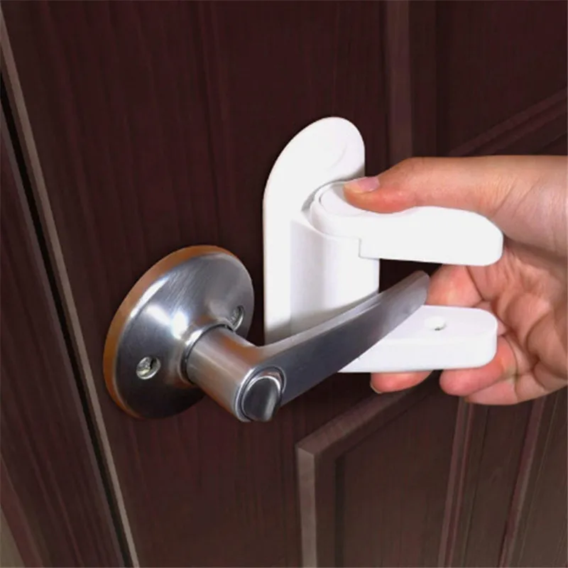 200Pcs Universal Rotation Door Lever Lock Adhesive Doors Handle Safety Latch Lock Simple Install Baby Kid Protection Device