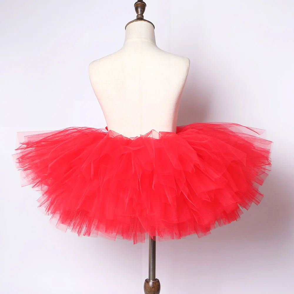 Solid Red Girl Skirts Children Dance Costumes for Kids Tutus Princess Tulle Ballet Skirt for Birthday Party Baby Photography