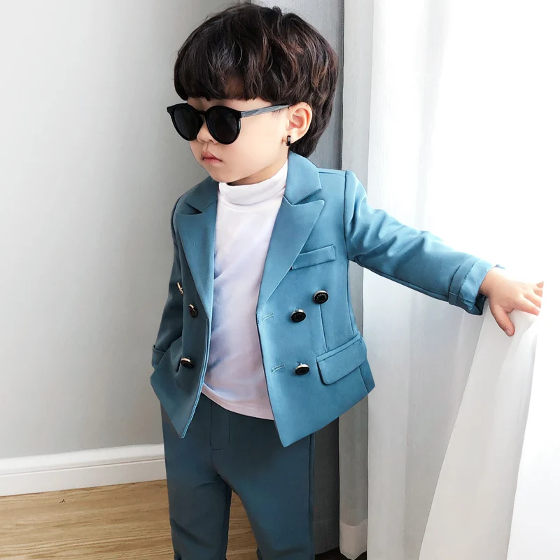 Flower Boys Formal Jacket+Pants 2Pcs Clothing Set Children Gentleman Performance Evening Tuxedo Dress Enfant Kids Wedding Suit