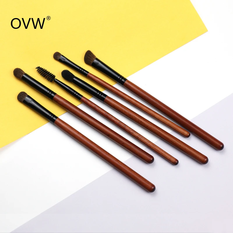 OVW 4pcs Pony/ Goat Hair Makeup Eye Shadow Brush Set Tapered Blending Brush Make up Brushes Natural Hair Pro Kit